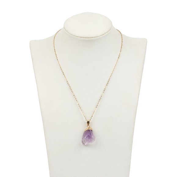 Amethyst Purple Crystal Pendant Necklace - Picture 3 of 12